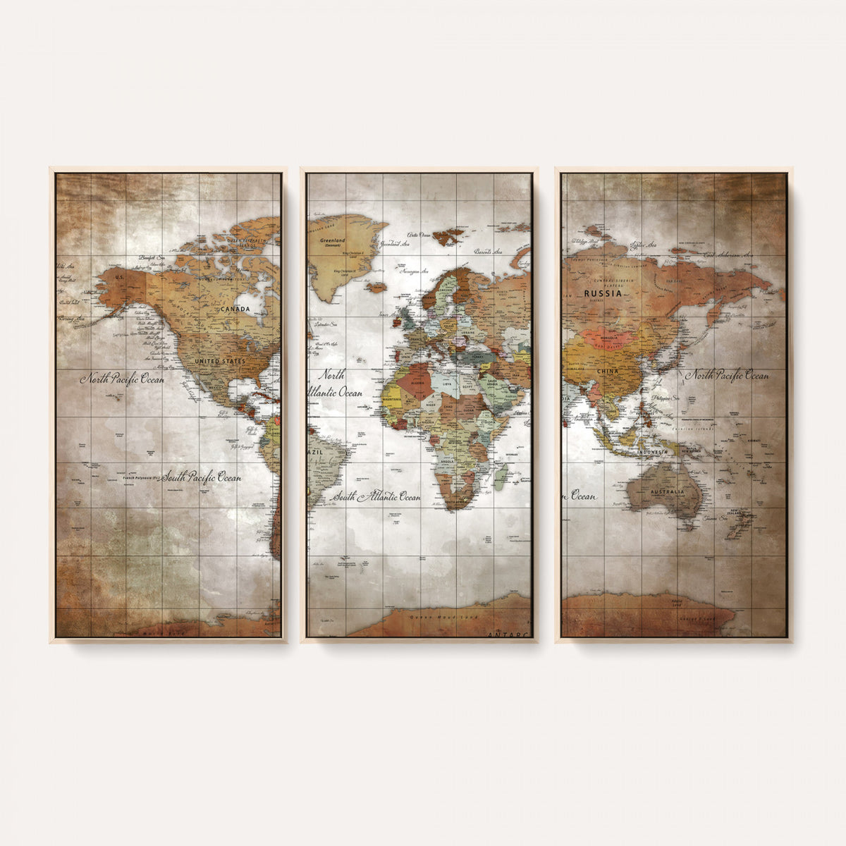 51643807-MGV-CV-36X24 - World Map Wall Art Canvas Print, Modern Decorative Framed Map Artwork Prints for Living Room, Office, Bedroom Wall Decor