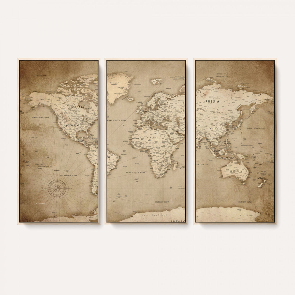34795134-MGV-CV-36X24 - World Map Wall Art Canvas Print, Modern Decorative Framed Map Artwork Prints for Living Room, Office, Bedroom Wall Decor
