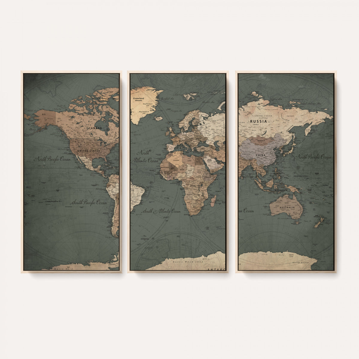 84619399-MGV-CV-36X24 - World Map Wall Art Canvas Print, Modern Decorative Framed Map Artwork Prints for Living Room, Office, Bedroom Wall Decor