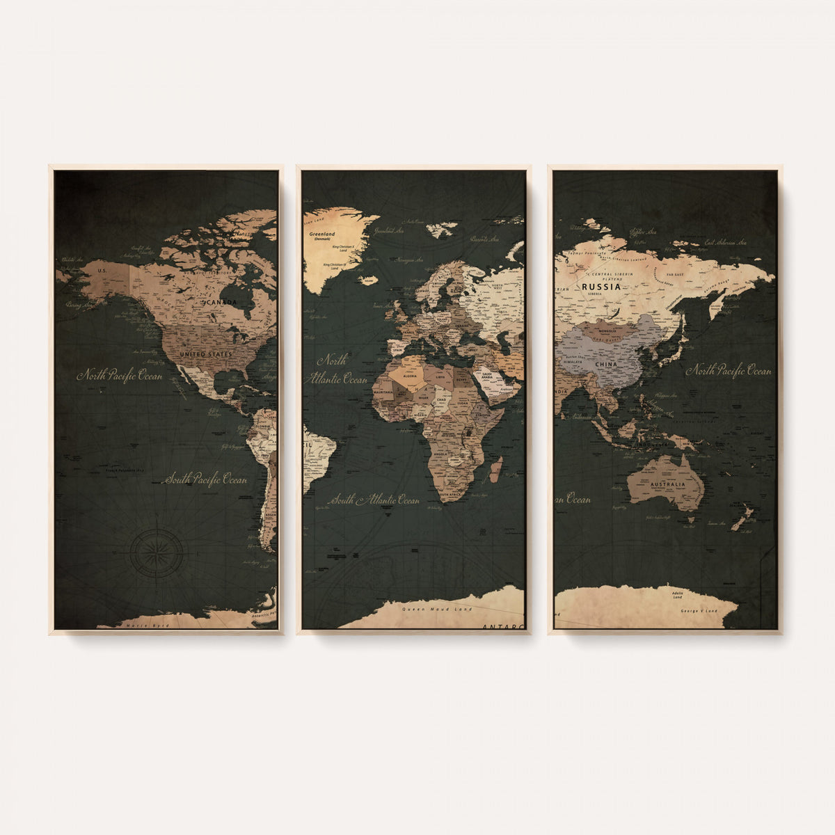 62059333-MGV-CV-36X24 - World Map Wall Art Canvas Print, Modern Decorative Framed Map Artwork Prints for Living Room, Office, Bedroom Wall Decor