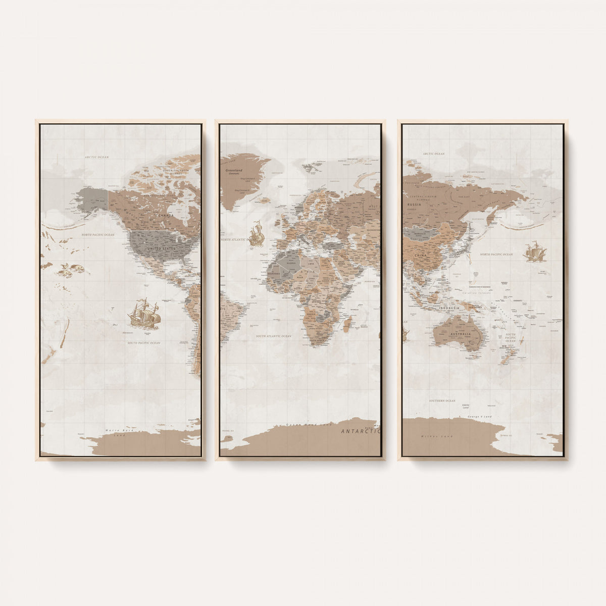 85057279-MGV-CV-36X24 - Framed Large World Map Canvas Print for Office Decor