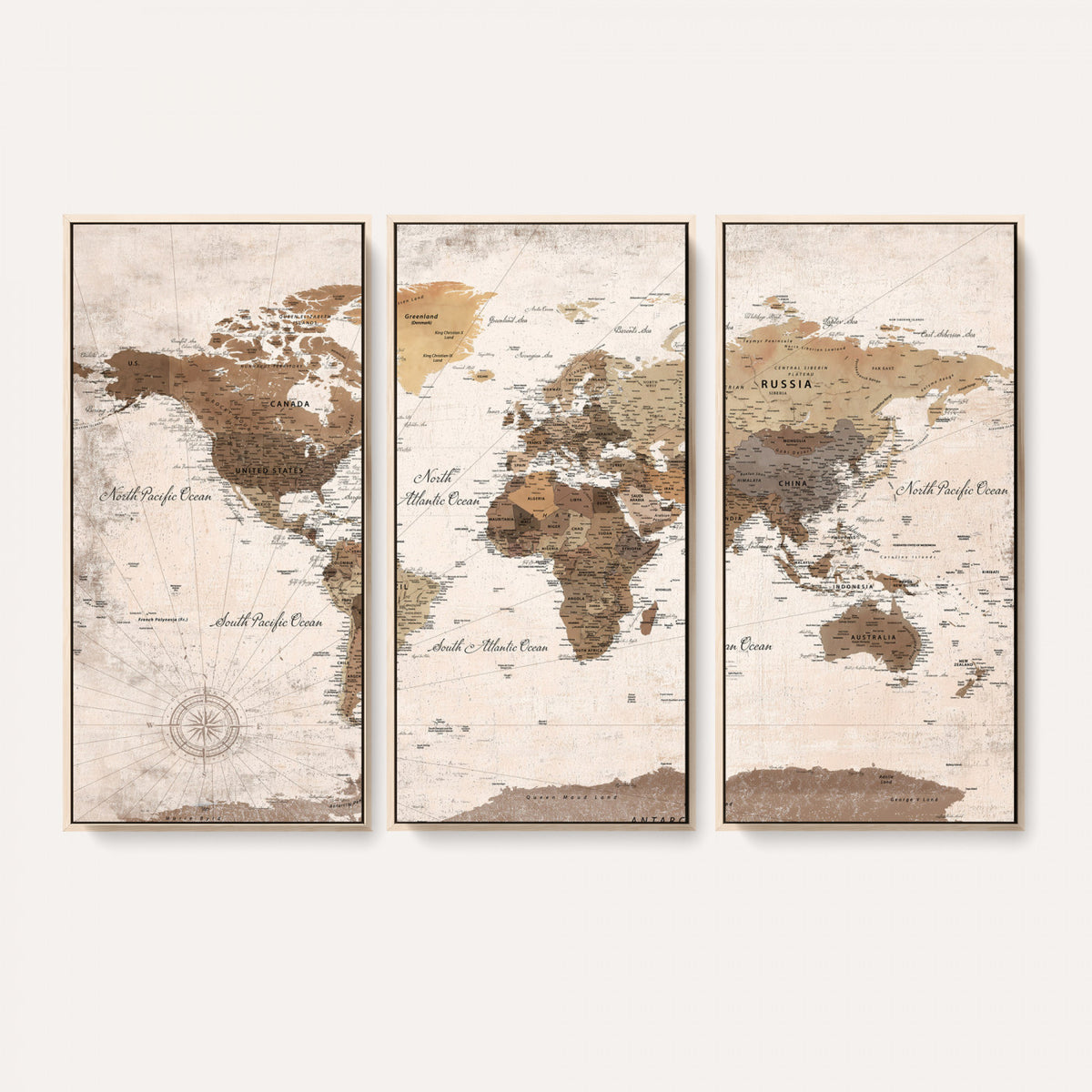 38923639-MGV-CV-36X24 - World Map Wall Art Canvas Print, Modern Decorative Framed Map Artwork Prints for Living Room, Office, Bedroom Wall Decor