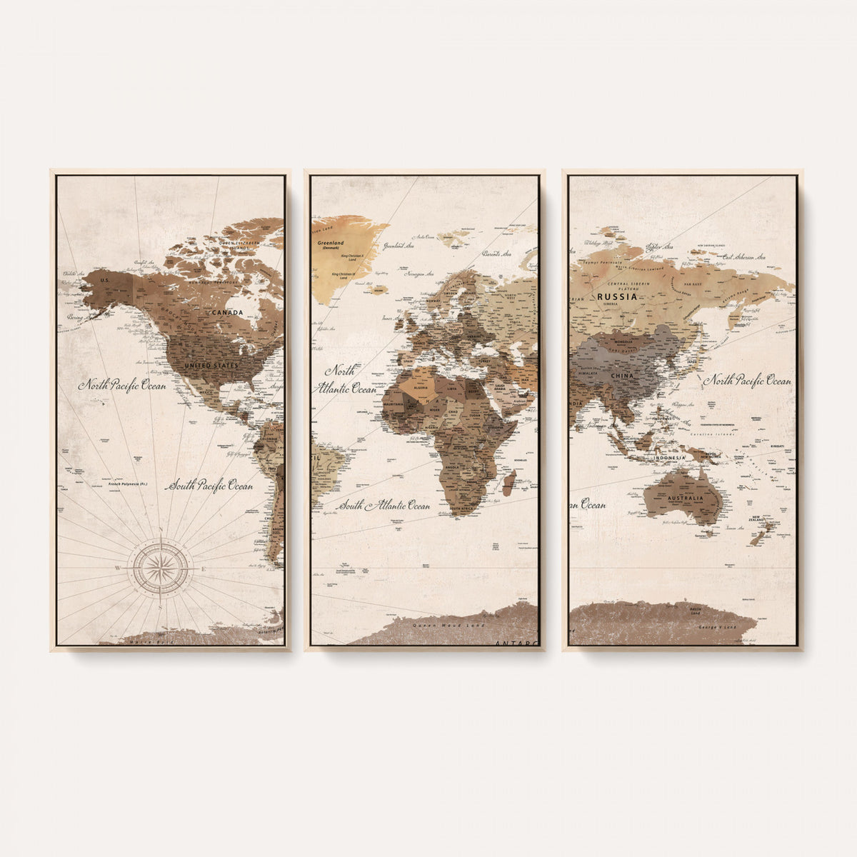 69860078-MGV-CV-36X24 - World Map Wall Art Canvas Print, Modern Decorative Framed Map Artwork Prints for Living Room, Office, Bedroom Wall Decor