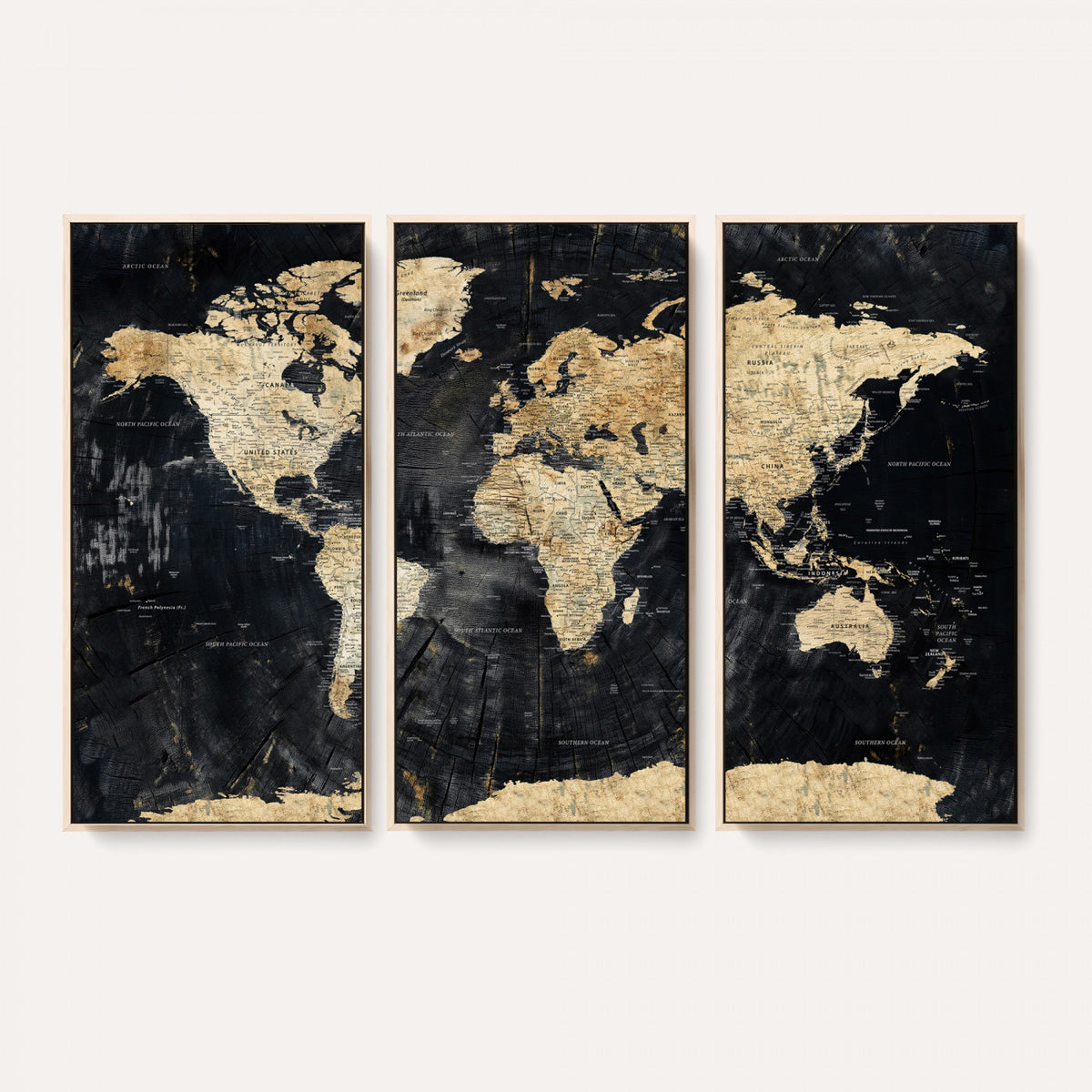 45535041-MGV-CV-36X24 - Framed Large World Map Wall Art Canvas Print for Living Room