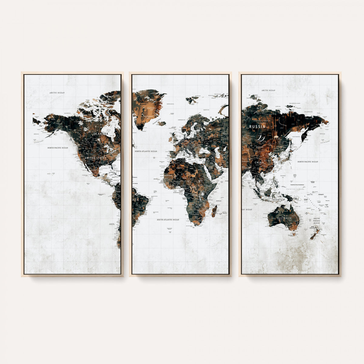 60008766-MGV-CV-36X24 - Large World Map Canvas Print – Framed Travel Map Wall Art