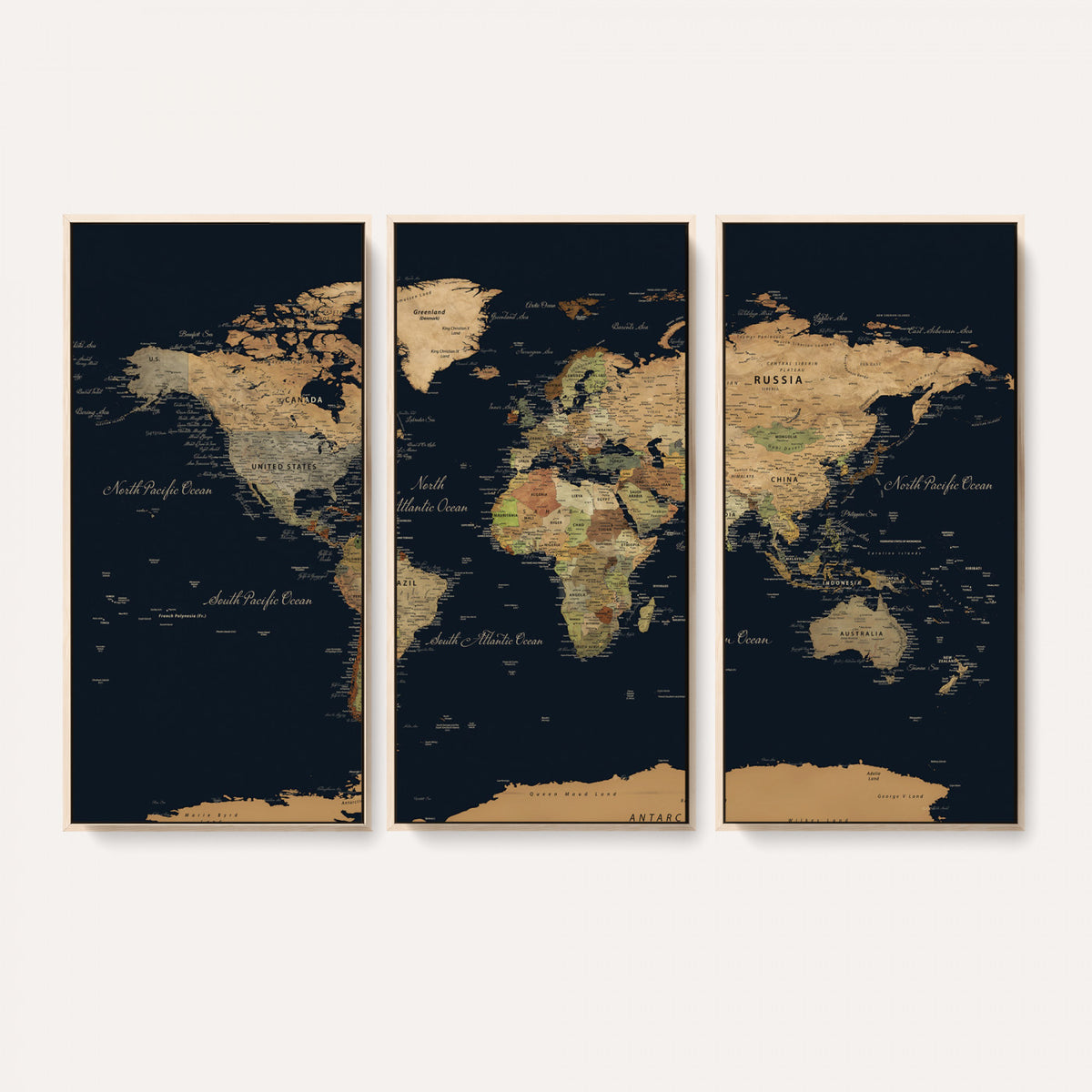 94449133-MGV-CV-36X24 - Vintage World Map Canvas on the Dark Background Wall Art