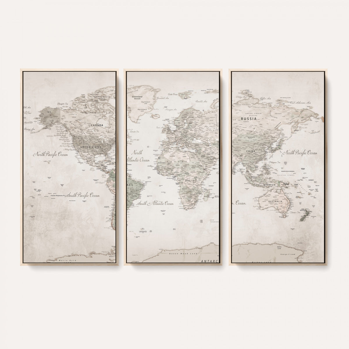 90355419-MGV-CV-36X24 - Antique Style World Map Canvas Print | Vintage Detailed World Map Art for Travel Lovers