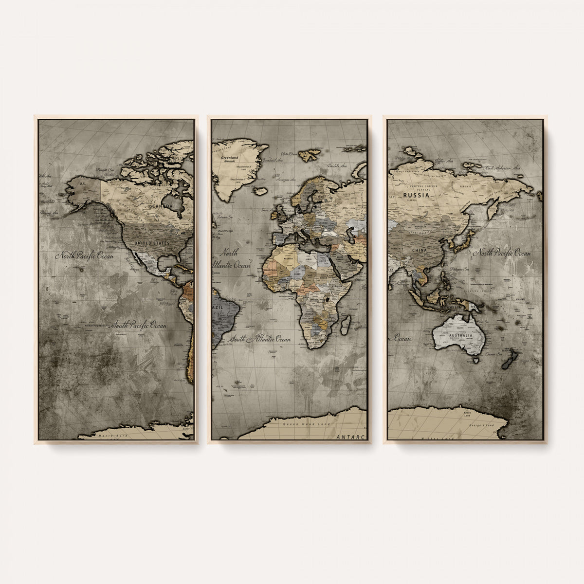 85218700-MGV-CV-36X24 - World Map Canvas Print, Detailed Map of the World Wall Art