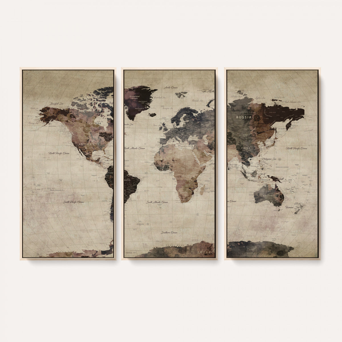 59159103-MGV-CV-36X24 - World Map Canvas Print, Detailed Map of the World, Adventure Gift for Couples and Anniversaries