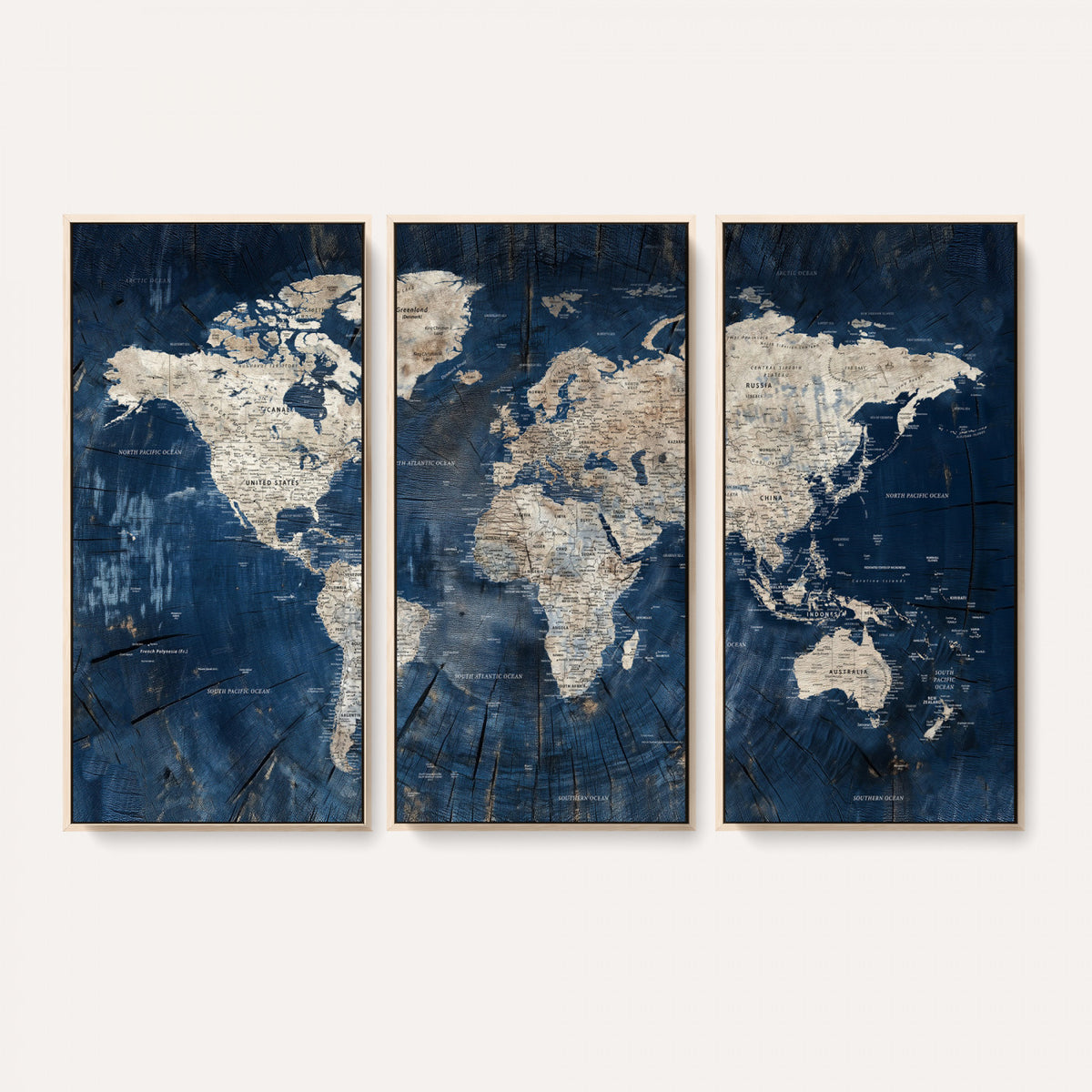 56126010-MGV-CV-36X24 - Large Blue World Map Wall Art Canvas Print for Home Office