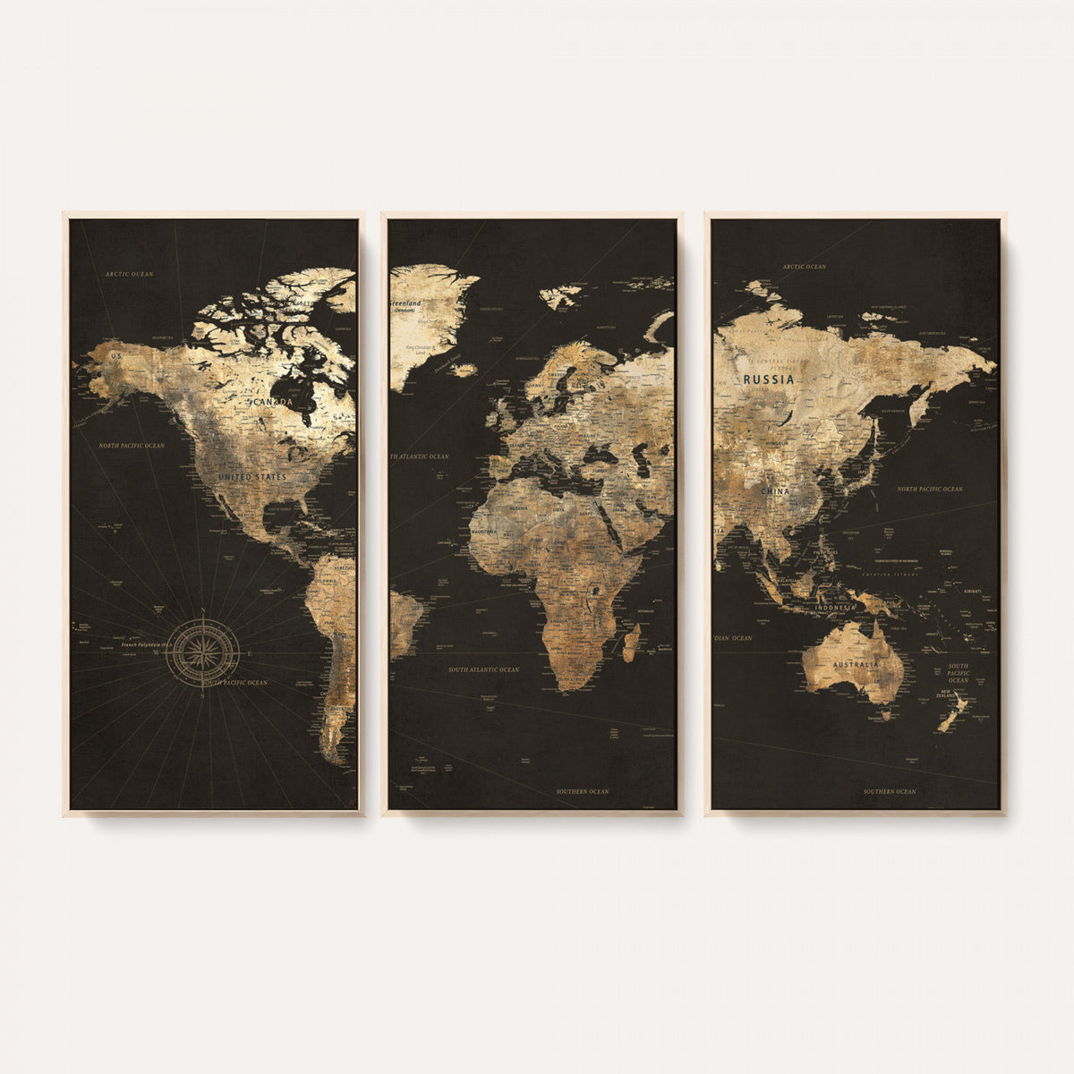 70985630-MGV-CV-36X24 - Framed World Map with Pin Canvas Print – Detailed World Map
