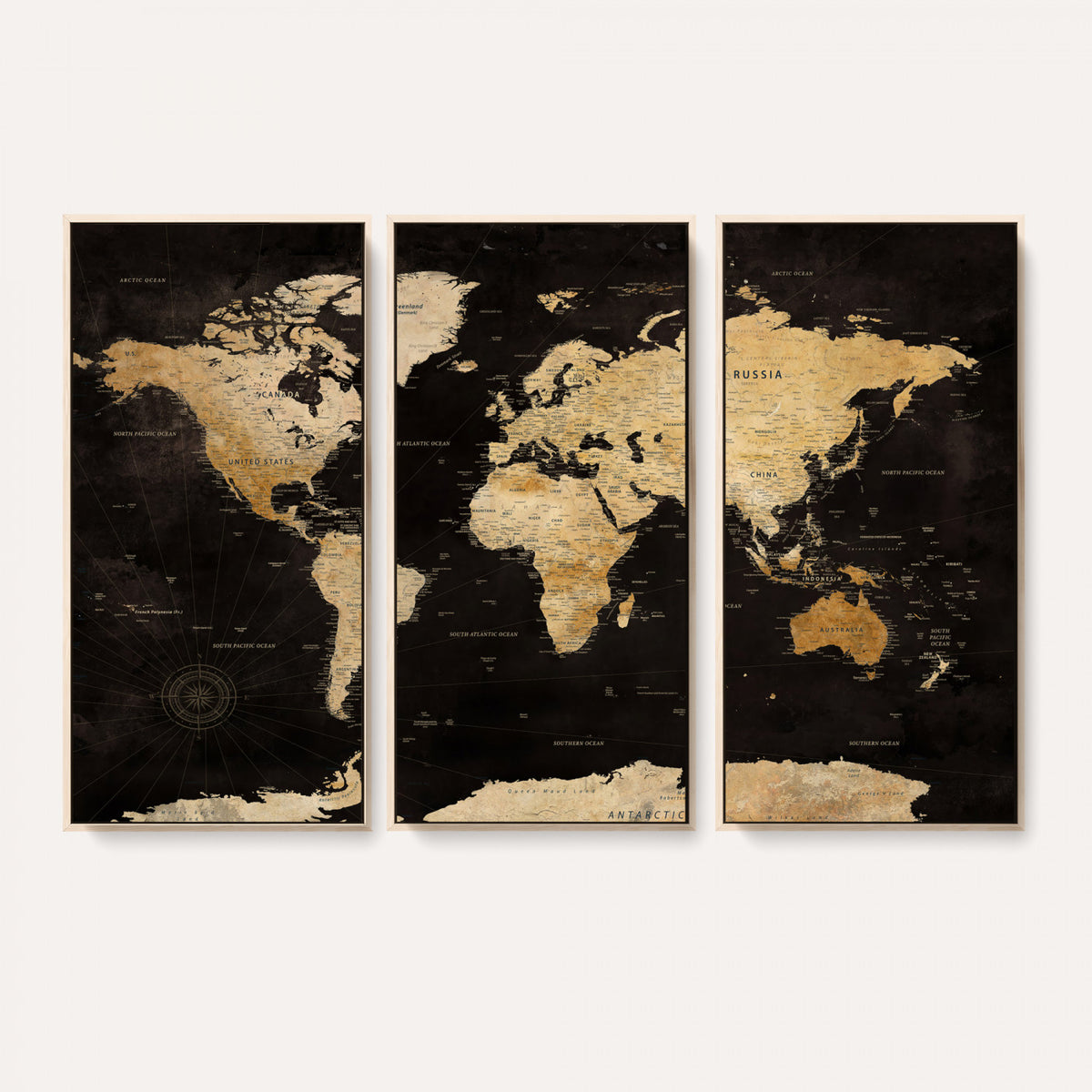 70468159-MGV-CV-36X24 - Extra Large World Map Canvas Print – Detailed Map Classic
