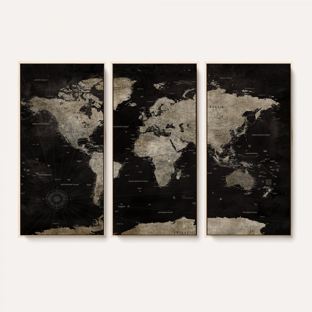 56225956-MGV-CV-36X24 - Detailed World Map Wall Art Print - Large Framed World Map