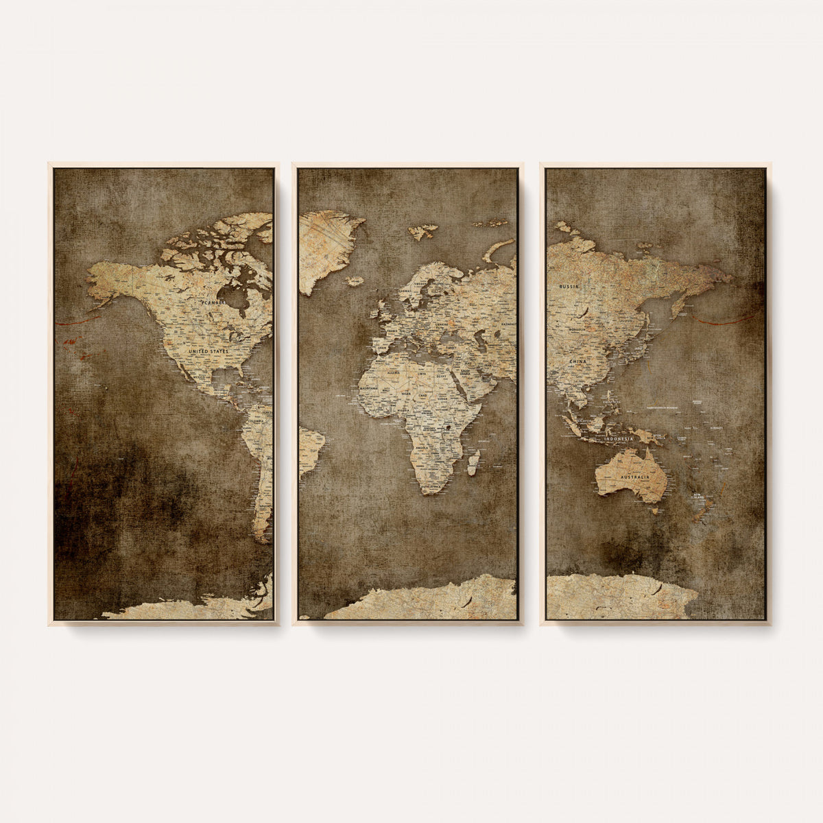 35847542-MGV-CV-36X24 - Dark Vintage World Map Canvas Wall Art Print, Antique Map