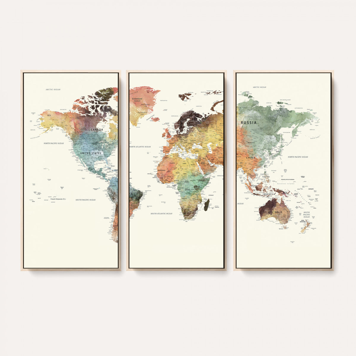 64206059-MGV-CV-36X24 - Framed World Map Wall Art Canvas Print for Living Room and Study Room
