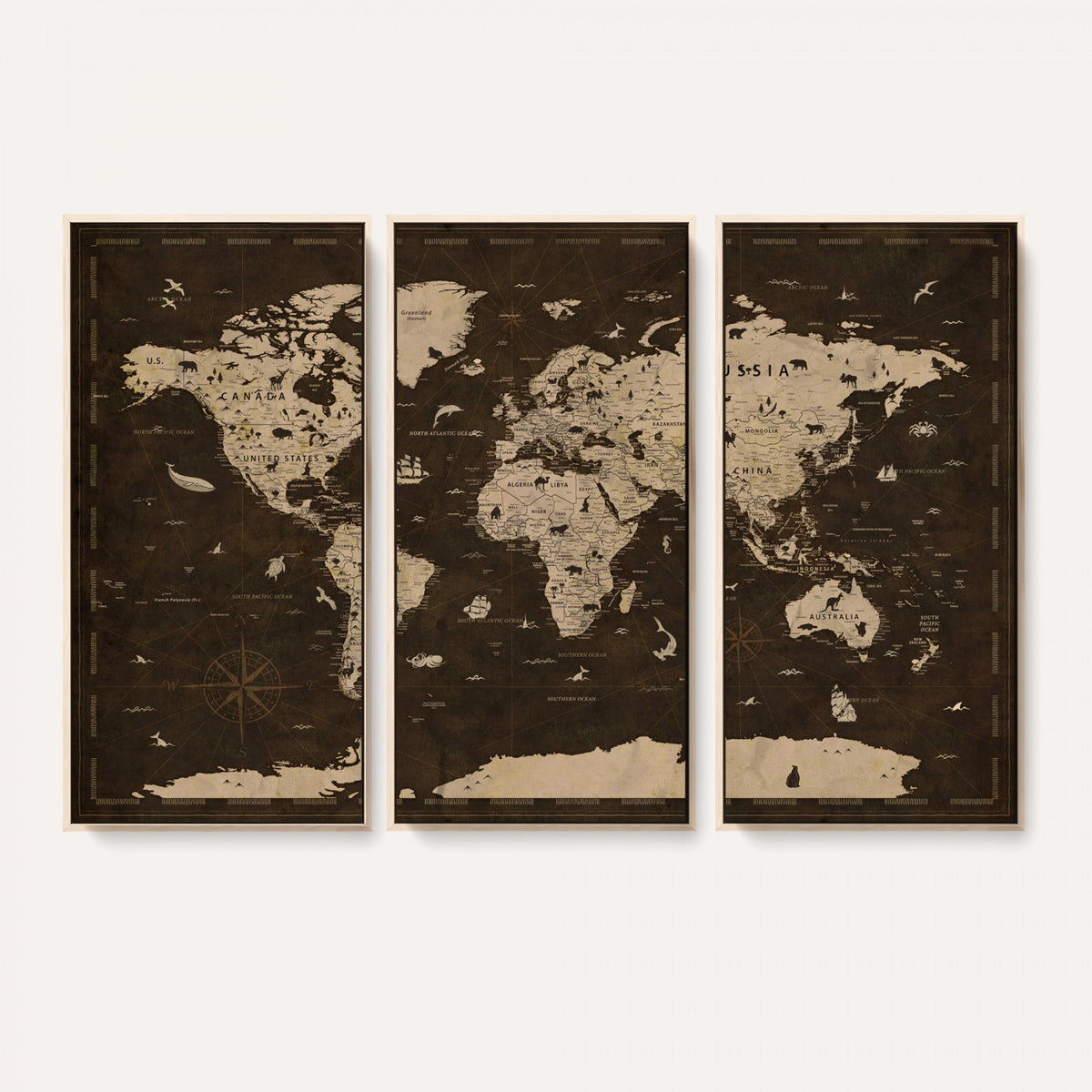 44276398-MGV-CV-36X24 - World Map Wall Art Canvas Print, Modern Decorative Framed Map Artwork Prints for Living Room, Office, Bedroom Wall Decor