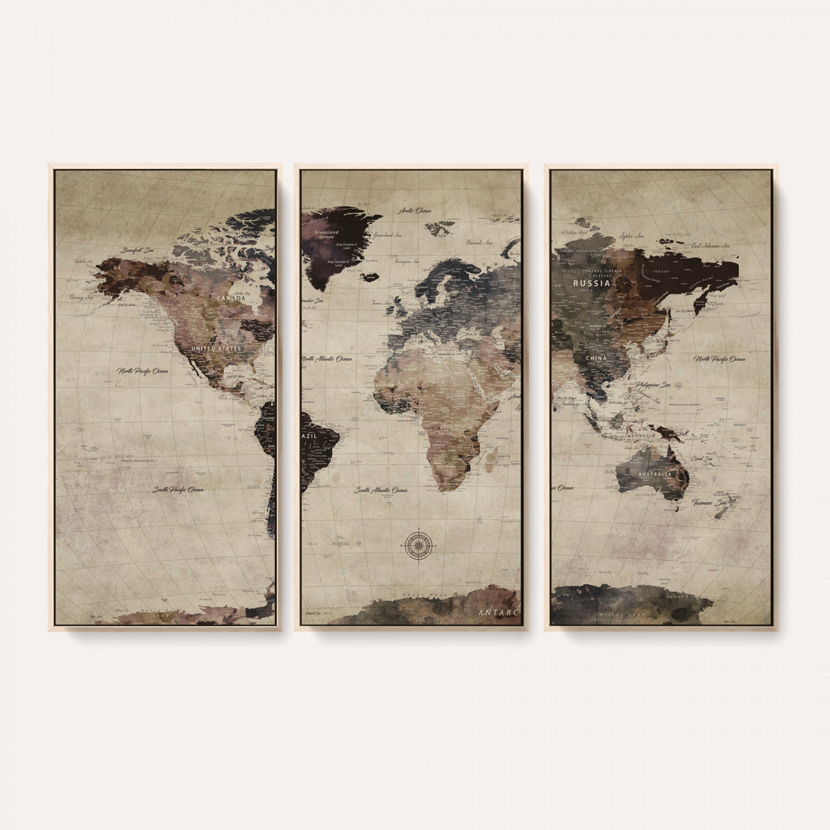 60560672-MGV-CV-36X24 - World Map Wall Art Canvas Print, Modern Decorative Framed Map Artwork Prints for Living Room, Office, Bedroom Wall Decor
