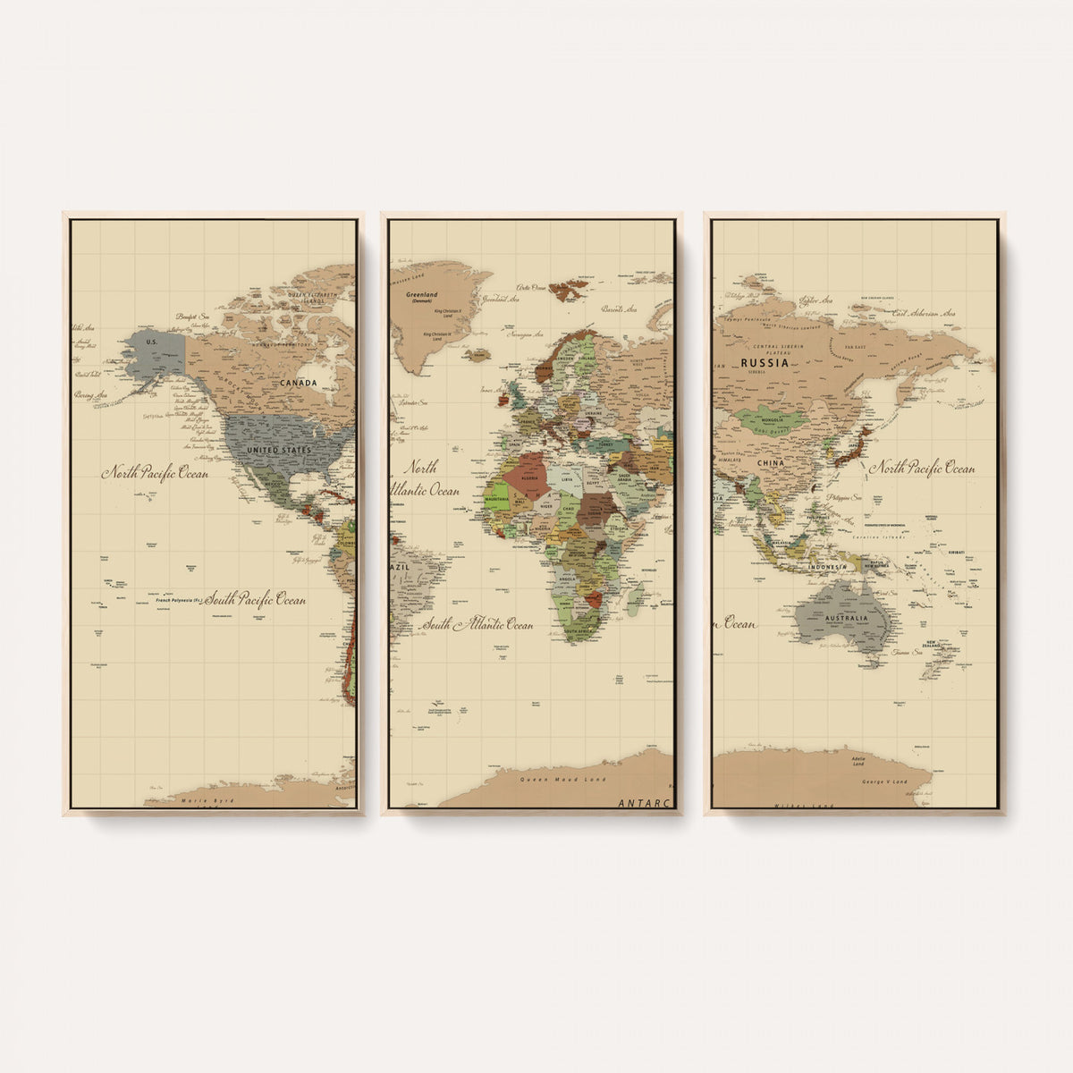 31407854-MGV-CV-36X24 - World Map Wall Art Canvas Print, Modern Decorative Framed Map Artwork Prints for Living Room, Office, Bedroom Wall Decor