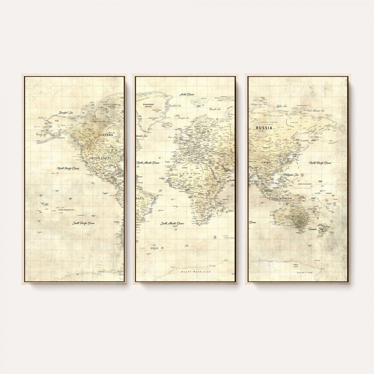 17101439-MGV-CV-36X24 - World Map Wall Art Canvas Print, Modern Decorative Framed Map Artwork Prints for Living Room, Office, Bedroom Wall Decor