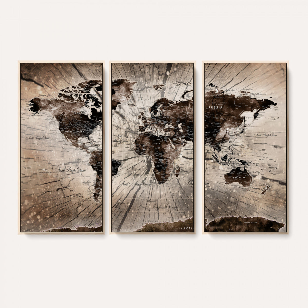 94623295-MGV-CV-36X24 - World Map Wall Art Canvas Print, Modern Decorative Framed Map Artwork Prints for Living Room, Office, Bedroom Wall Decor