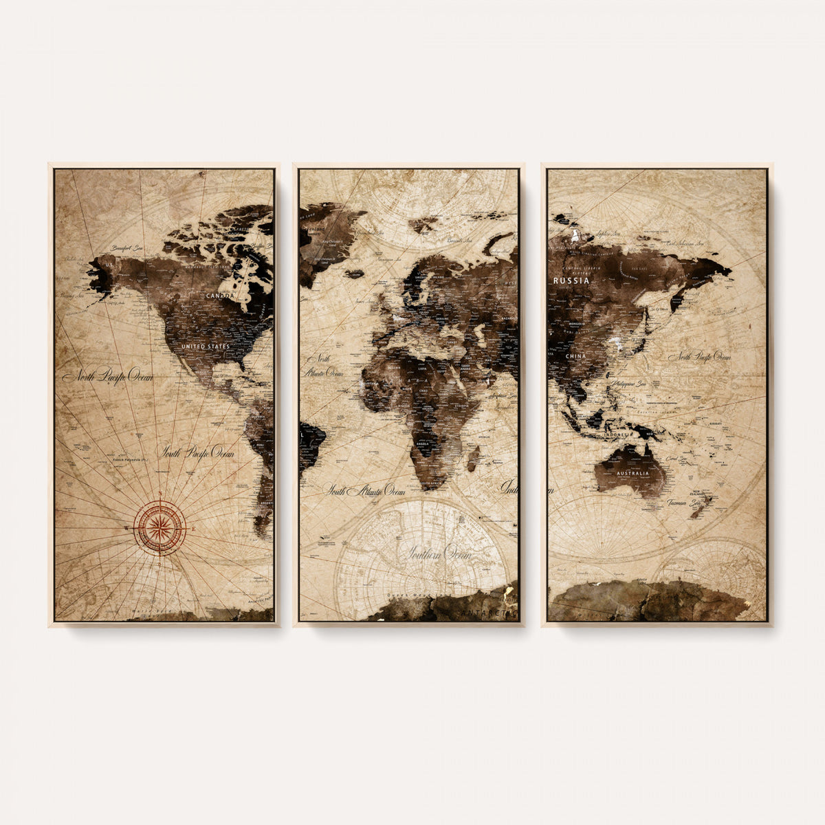 47657418-MGV-CV-36X24 - World Map Wall Art Canvas Print, Modern Decorative Framed Map Artwork Prints for Living Room, Office, Bedroom Wall Decor