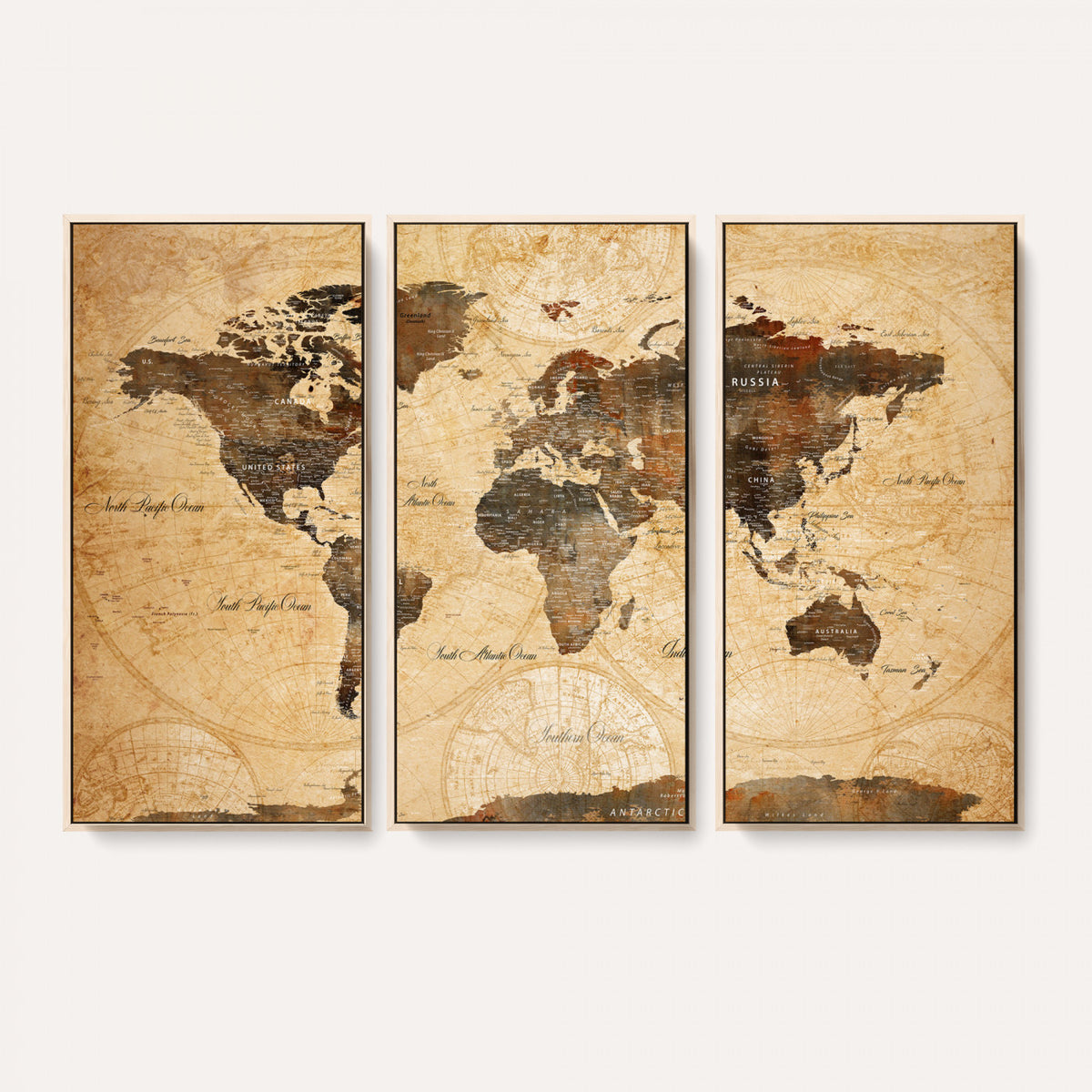 63156625-MGV-CV-36X24 - World Map Wall Art Canvas Print, Modern Decorative Framed Map Artwork Prints for Living Room, Office, Bedroom Wall Decor