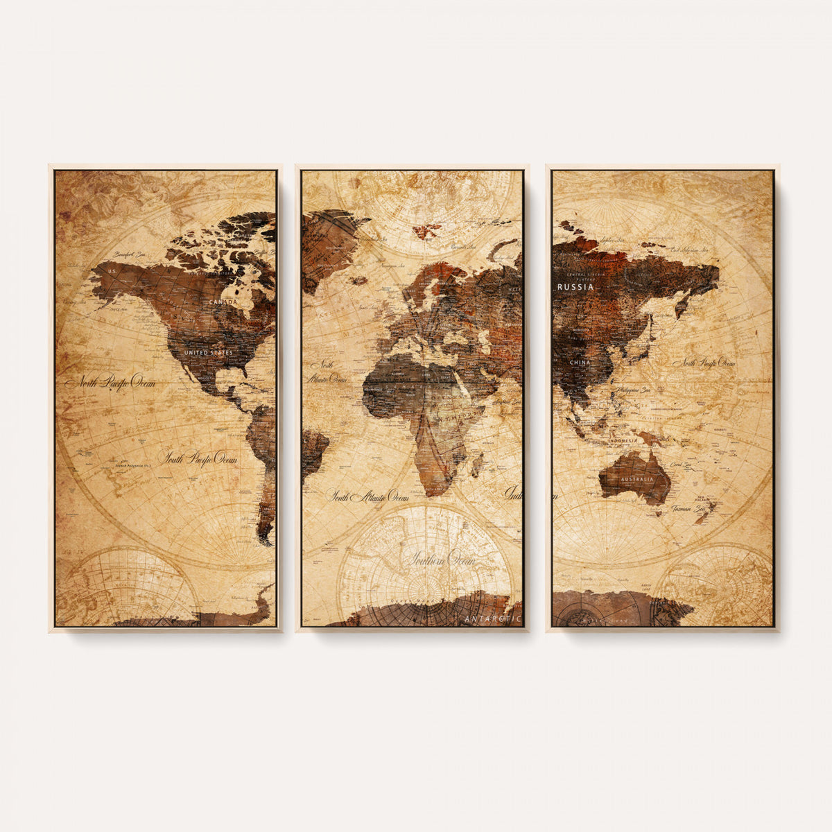 40760475-MGV-CV-36X24 - World Map Wall Art Canvas Print, Modern Decorative Framed Map Artwork Prints for Living Room, Office, Bedroom Wall Decor