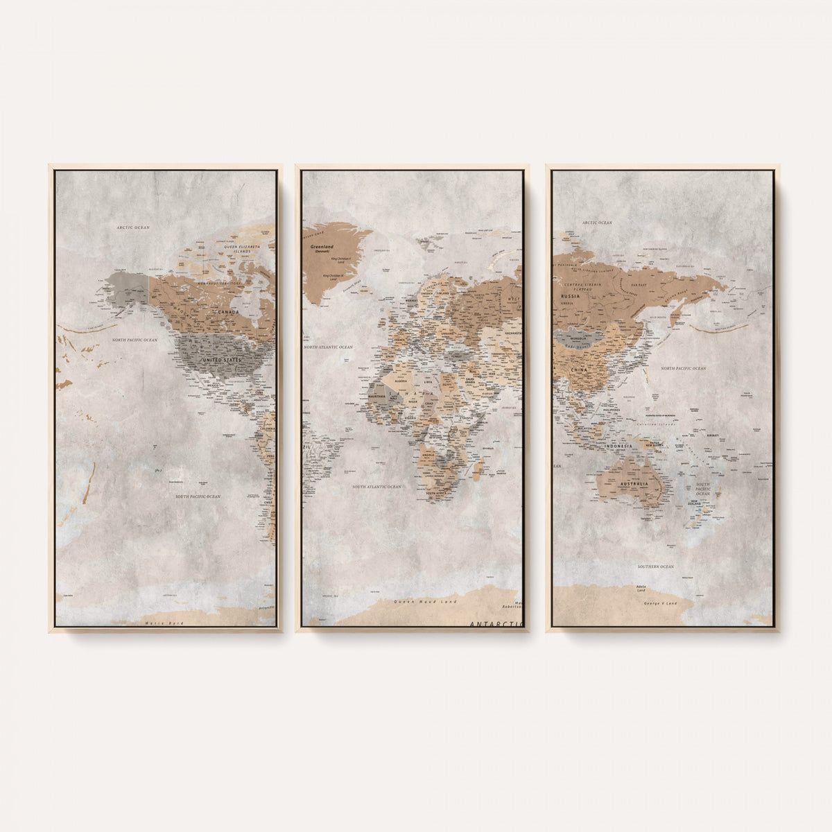 34051638-MGV-CV-36X24 - Detailed World Map Wall Art Canvas Print for Home and Office Decor