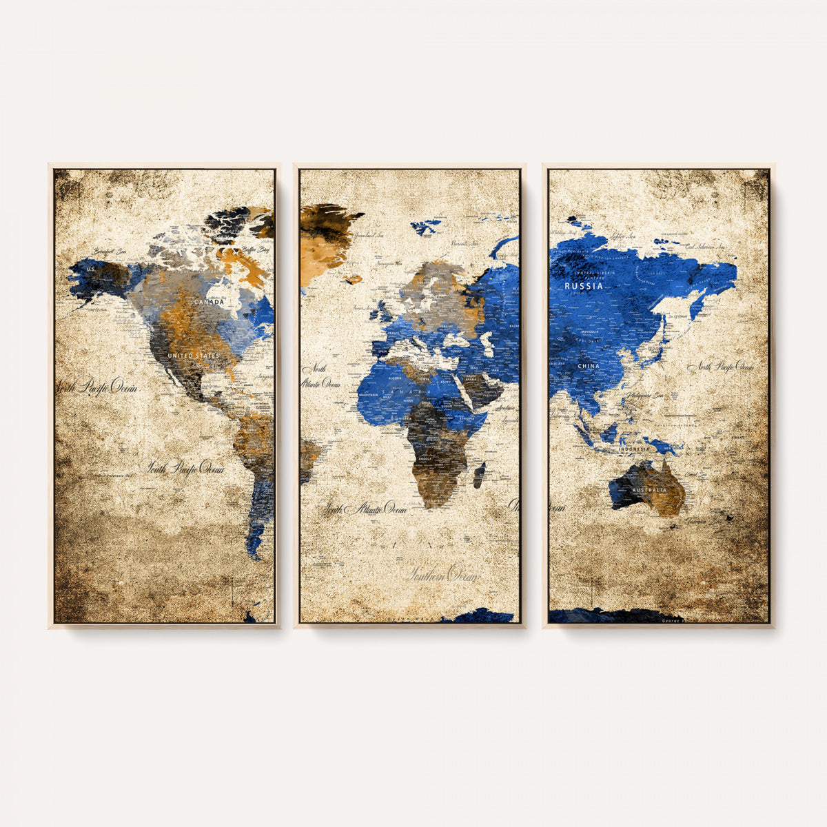 27314341-MGV-CV-36X24 - World Map Wall Art Canvas Print, Modern Decorative Framed Map Artwork Prints for Living Room, Office, Bedroom Wall Decor