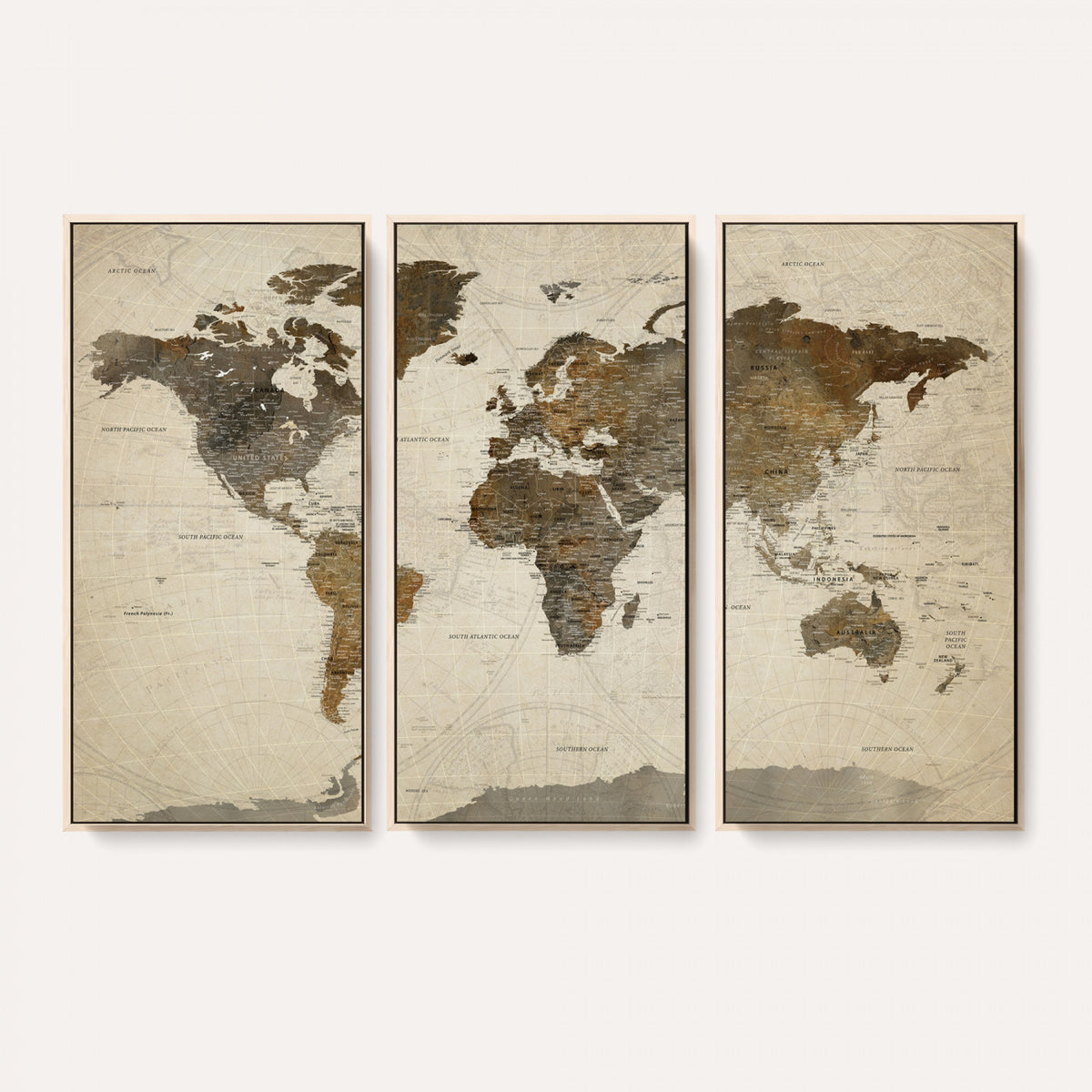 49623468-MGV-CV-36X24 - World Map Wall Art Canvas Print, Modern Decorative Framed Map Artwork Prints for Living Room, Office, Bedroom Wall Decor