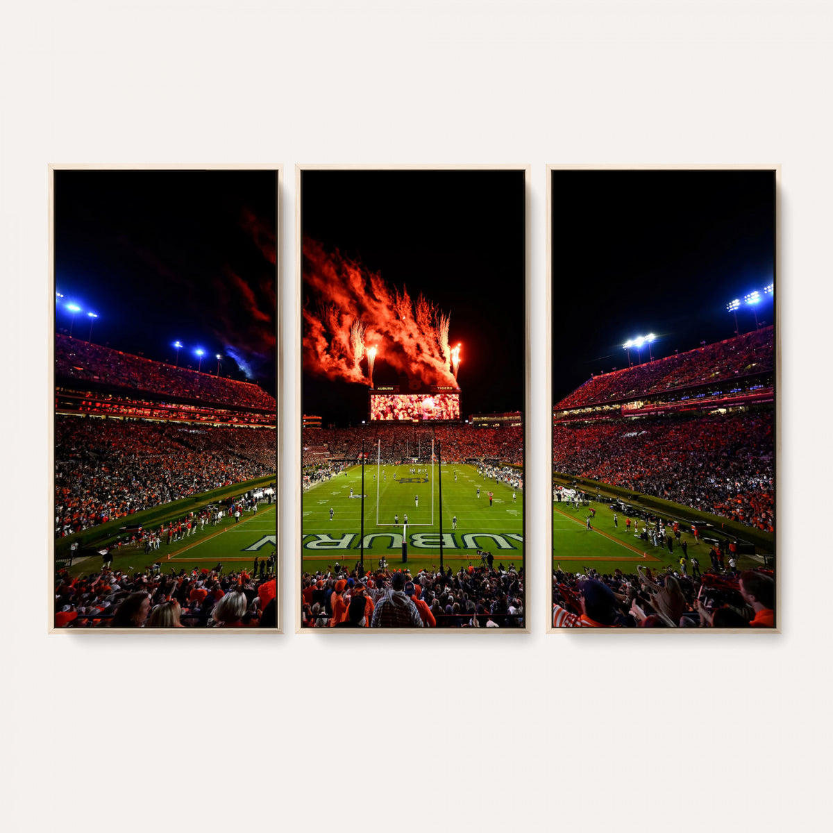 81918884-MGV-CV-36X24 - Auburn Stadium Wall Art Canvas Print, College Football Night Game Crowd, Jordan Hare Stadium Artwork