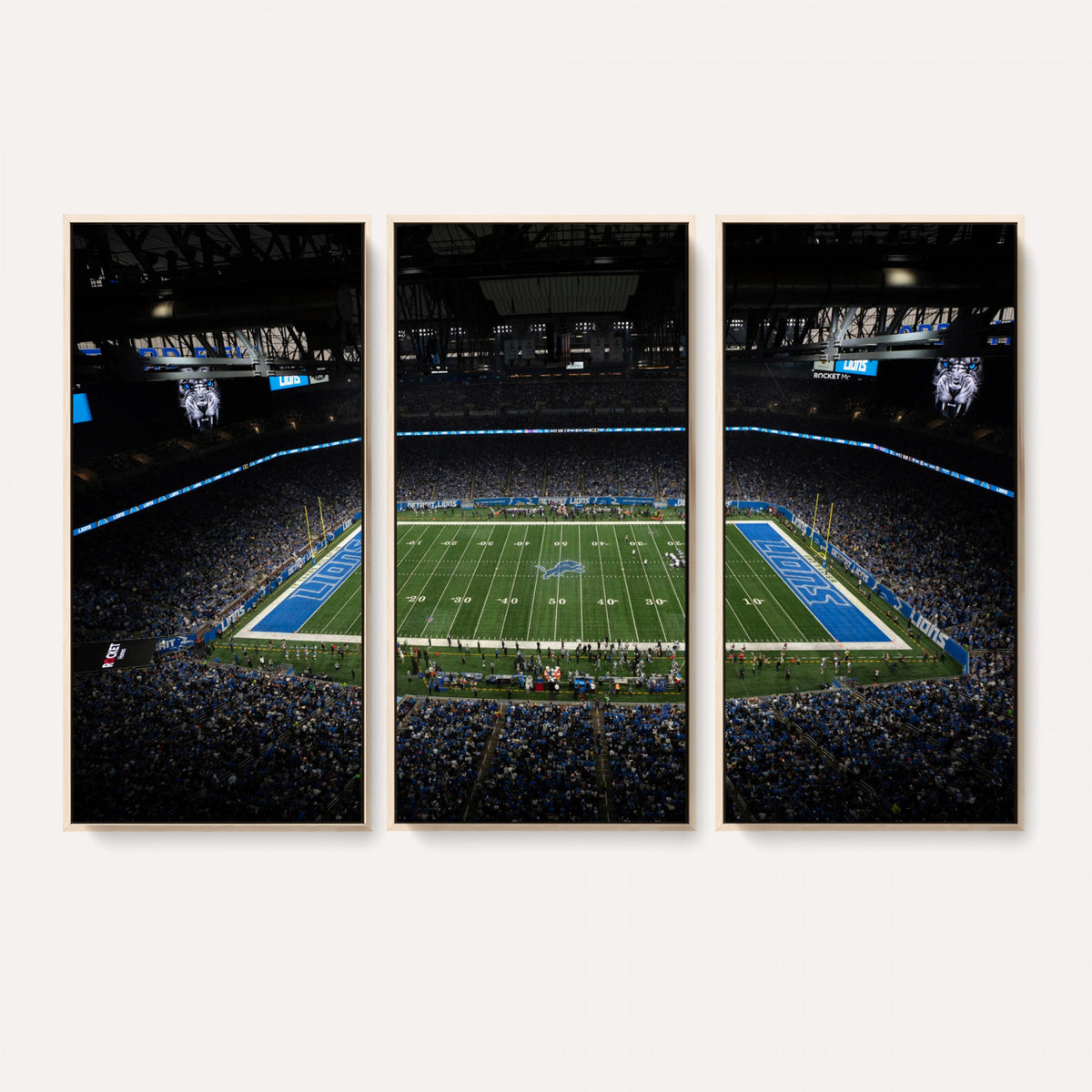 16709602-MGV-CV-36X24 - Detroit Lions Stadium Wall Art Canvas Print, Football Field Panorama