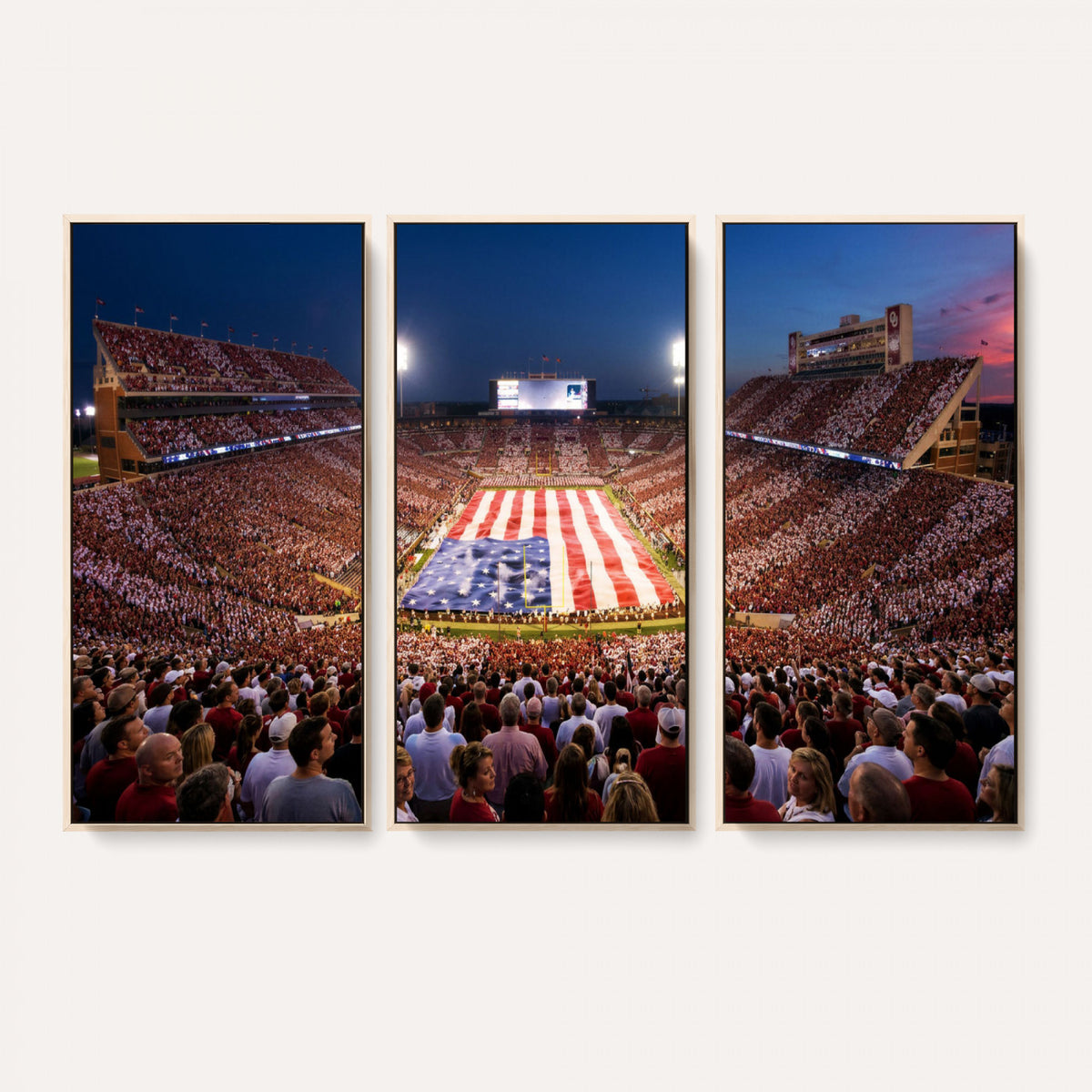 59917418-MGV-CV-36X24 - Oklahoma Memorial Stadium Wall Art Canvas Print | Oklahoma Sooners Football Artwork for Home, Office, and Sports Room Decor