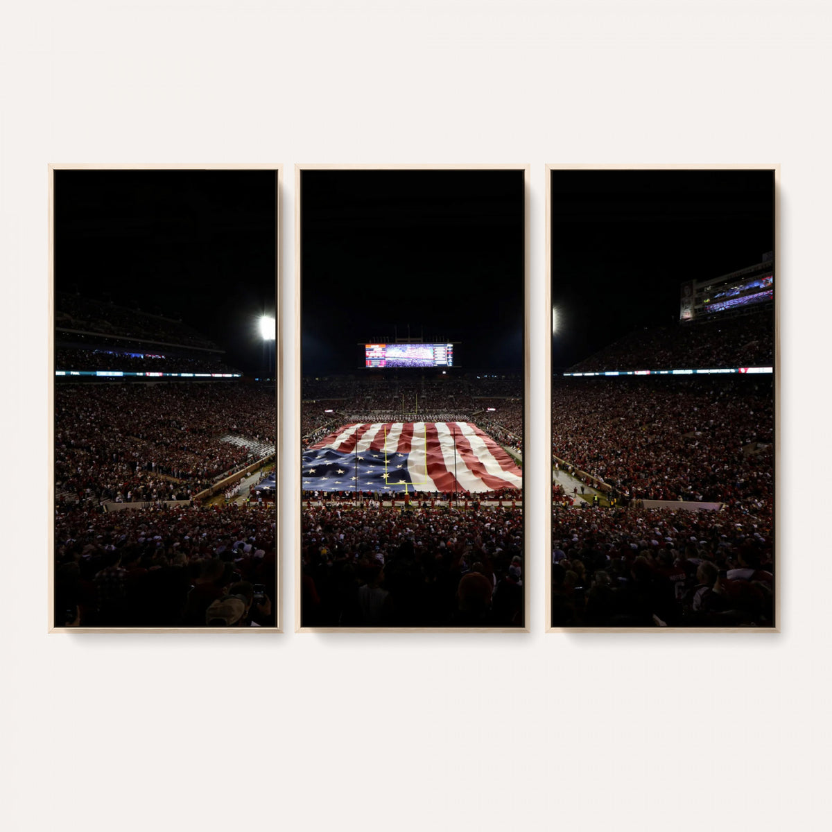 98418189-MGV-CV-36X24 - Oklahoma Memorial Stadium Wall Art Canvas Print – Oklahoma Sooners Football Artwork for Home, Office, and Sports Room Decor