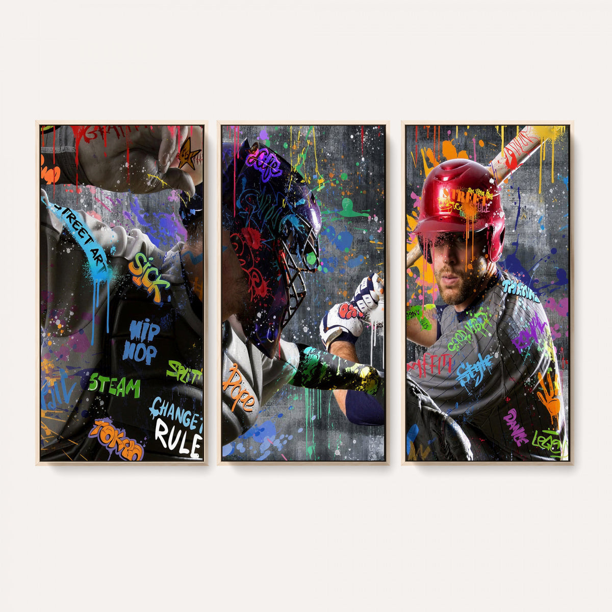 19634994-MGV-CV-36X24 - Graffiti Baseball Player Street Art Wall Art Canvas Print
