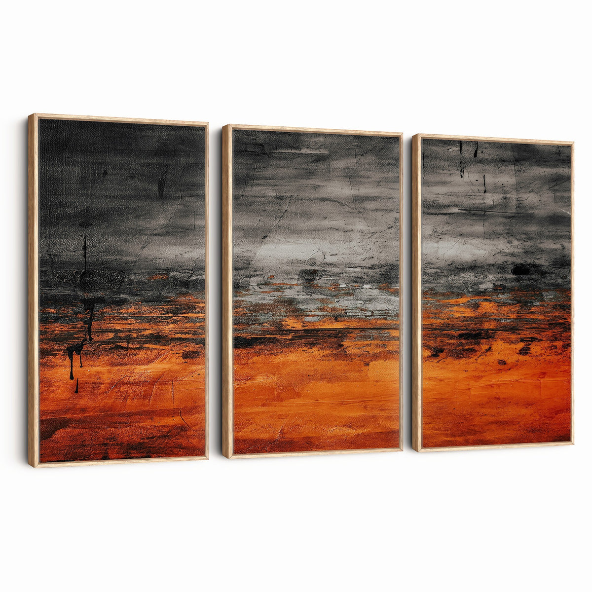Black Orange Abstract Wall Art Canvas Print Modern Painterly Style