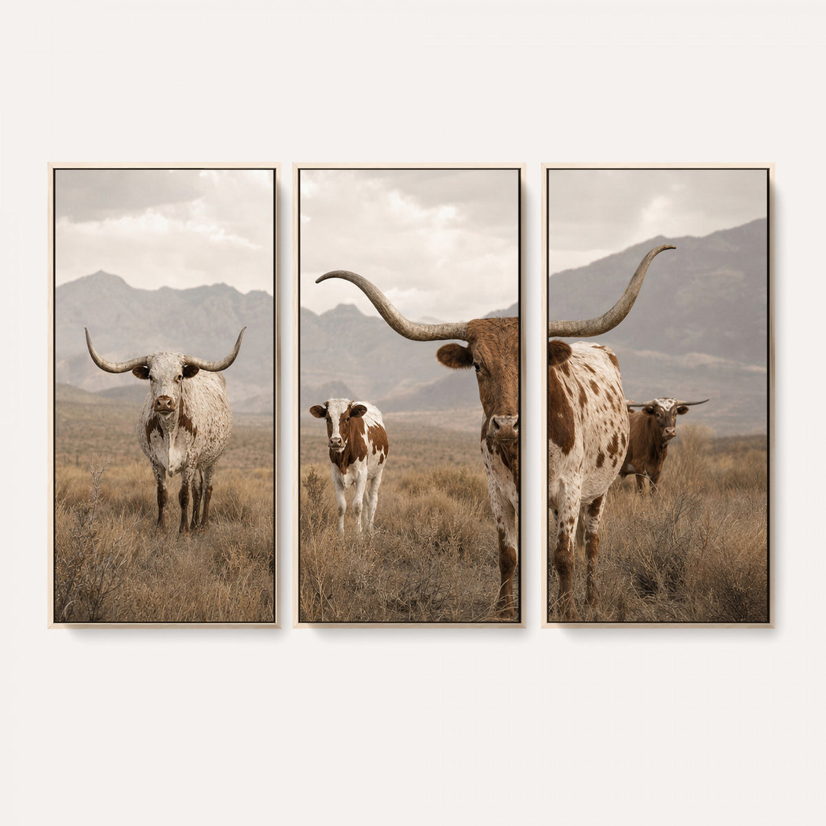 62336425AD-MGV-CV-36X24 - Rustic Texas Longhorn Cow Canvas Wall Art Print, Rustic Farm Animal Photography Print, Farmhouse Country Decor, Western Ranch Art