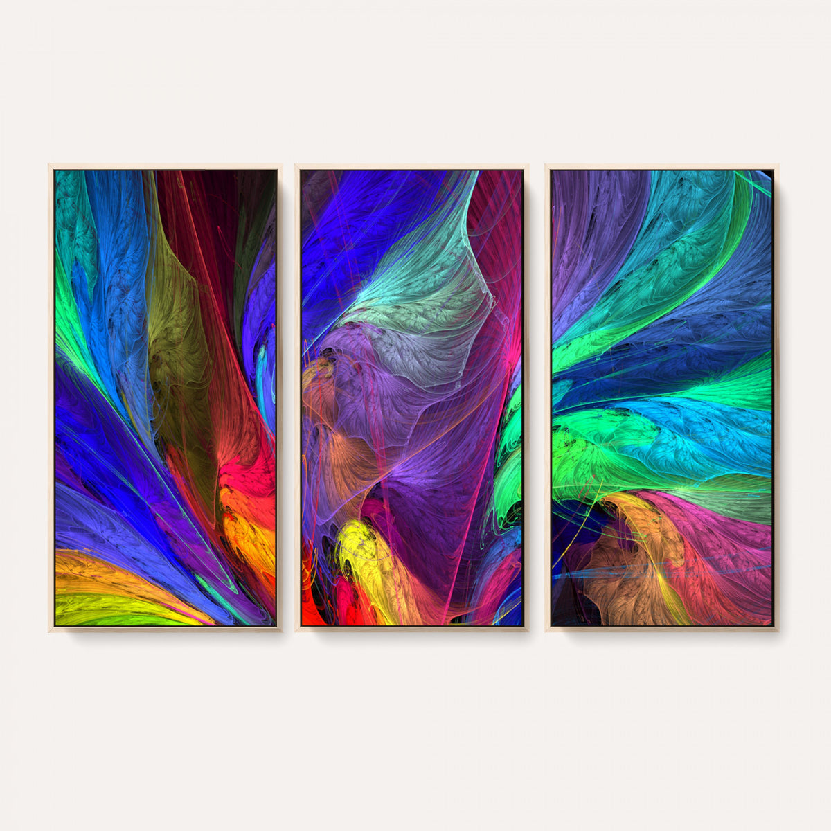 376925791-MGV-CV-36X24 - Colorful Abstract Canvas Wall Art, Rainbow Swirl Fractal Print, Bold Multicolor Living Room Decor, Vibrant Energy Art, Large Abstract Wall Art