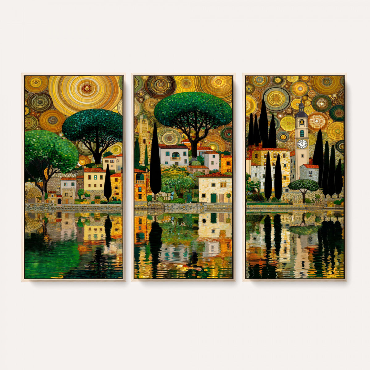 93010897-MGV-CV-36X24 - Gustav Klimt Golden Cityscape Wall Art Canvas Print,