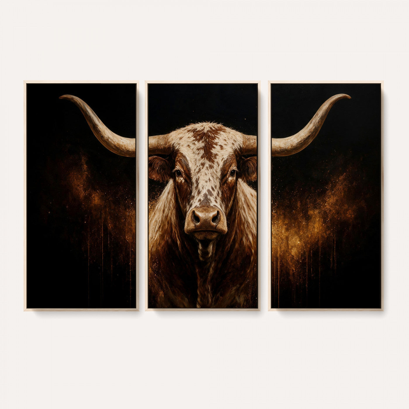 62076449-MGV-CV-36X24 - Texas Bull Cow Longhorn Canvas Wall Art Moody Western Bull Oil Painting Print