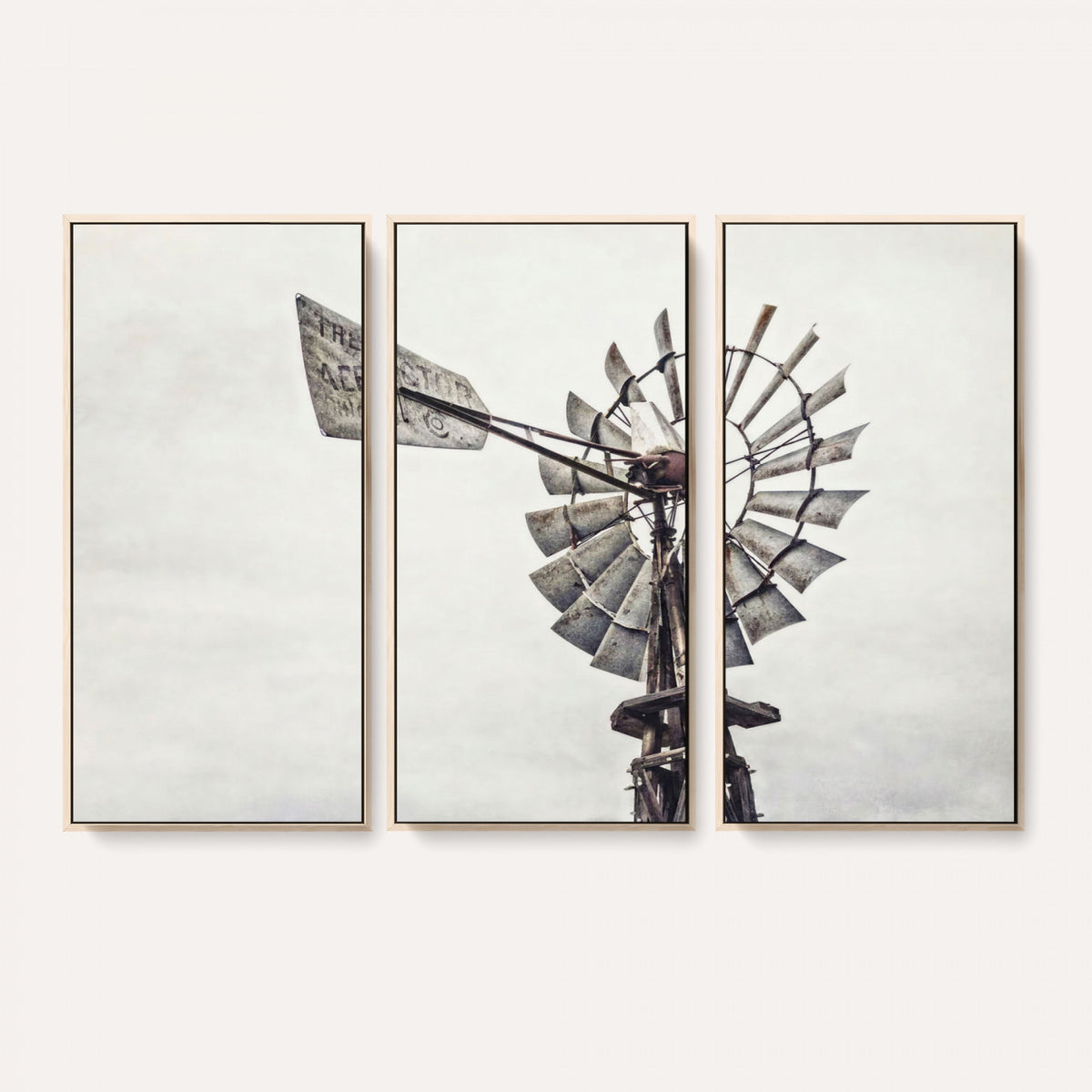 63200638-MGV-TP-24X36 - Vintage Rustic Farmhouse Windmill Canvas Wall Art - Western Country Landscape Print