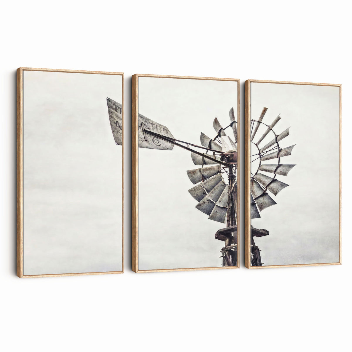 63200638-MGV-TP-30X20 - Vintage Rustic Farmhouse Windmill Canvas Wall Art - Western Country Landscape Print