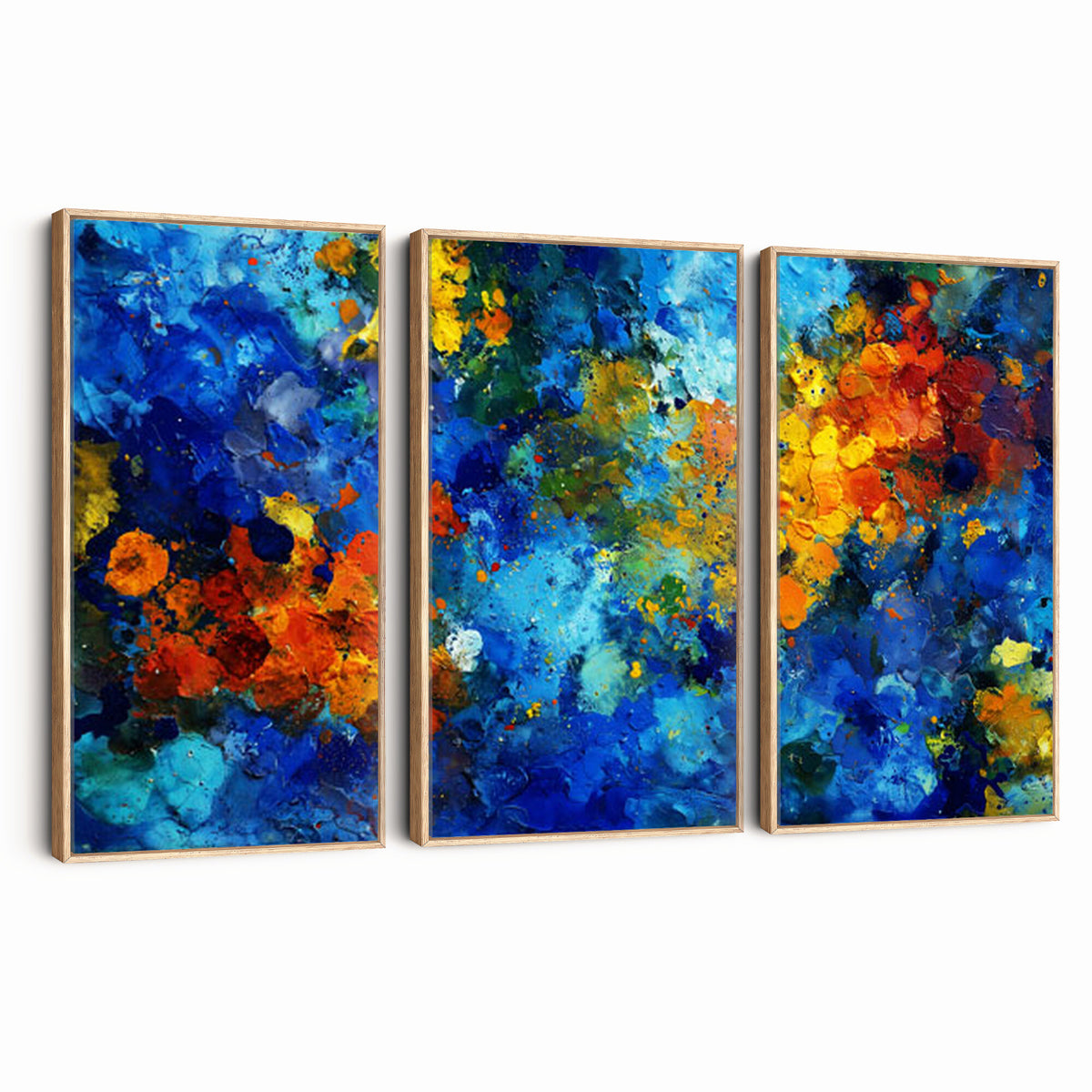 52431611-MGV-CV-36X24 - Vibrant Blue Abstract Canvas Wall Art Colorful Painterly Oil Painting Style Print