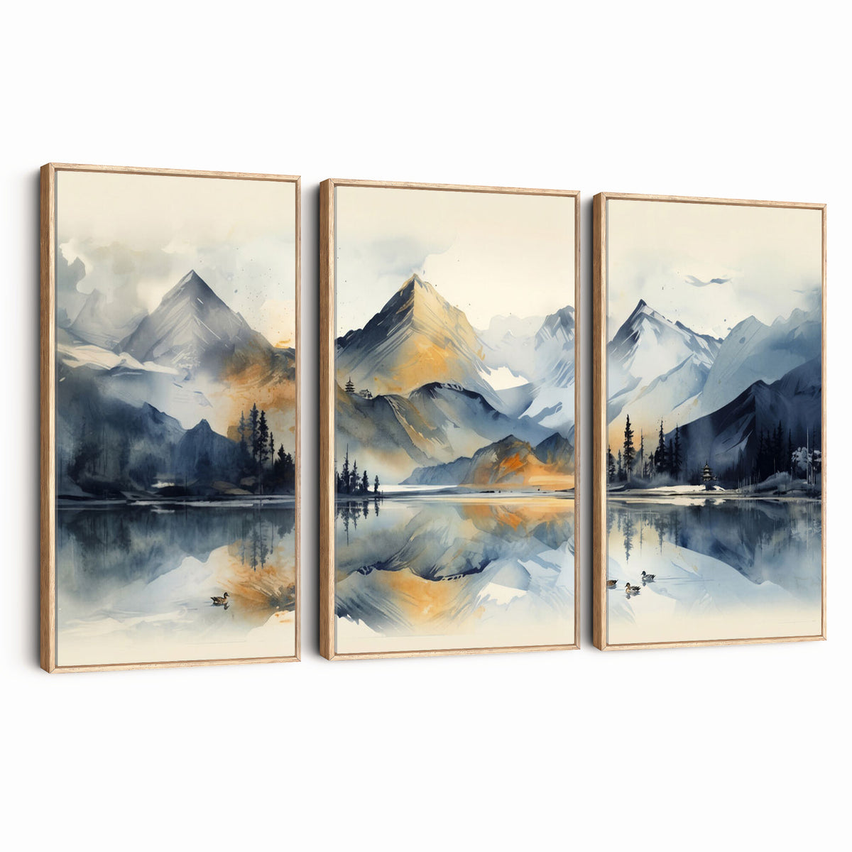 10196184T-MGV-CV-36X24 - Lake Abstract Mountain Wall Art Canvas Print