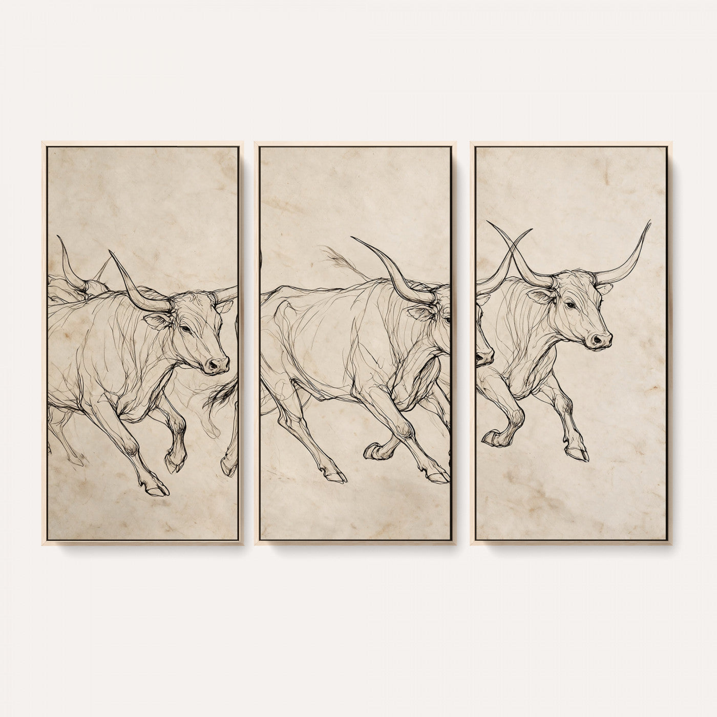 87177621-MGV-CV-36X24 - Minimalist Longhorn Line Art, Modern Texas Bull Canvas Print, Abstract Western Wall Decor, Continuous Line Artwork, Black White Ranch Gift