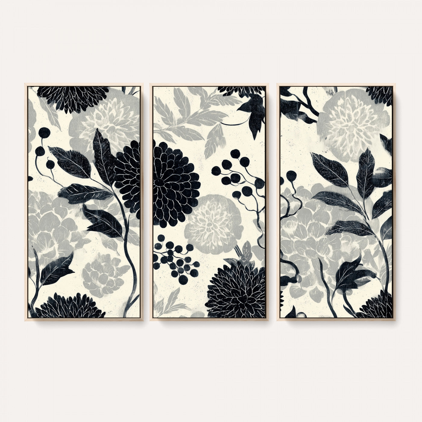 27269625-MGV-CV-36X24 - Traditional Chinese Pattern Tapestry Wall Art, Vintage Chinoiserie Peony Fabric Hanging, Antique Black Grey Living Room Japandi Gift