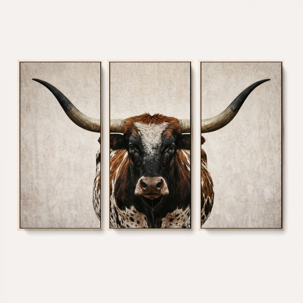 58622065-MGV-CV-36X24 - Texas Longhorn Canvas Wall Art Western Bull Desert Moody Grey Overcast Rustic Farmhouse Framed Large for Living Room Bedroom Office Decor