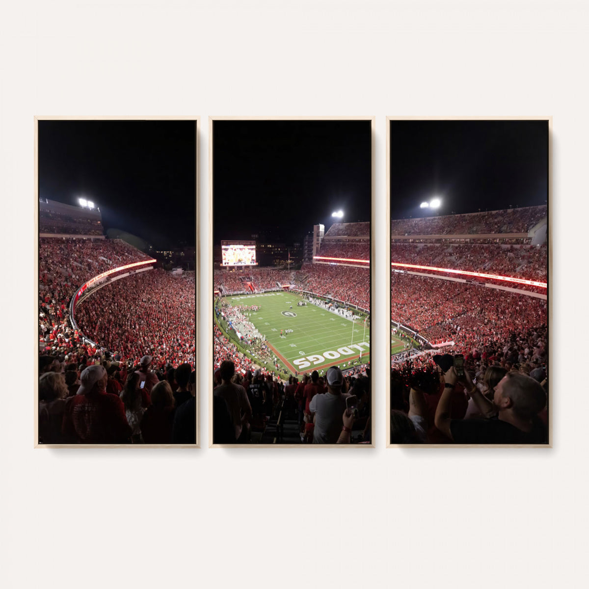 50587166-_Poster-30x20 - Sanford Stadium Georgia Bulldogs Canvas Print 3 Piece Framed Wall Art Extra Large Floating Frame Sports Poster Made in USA