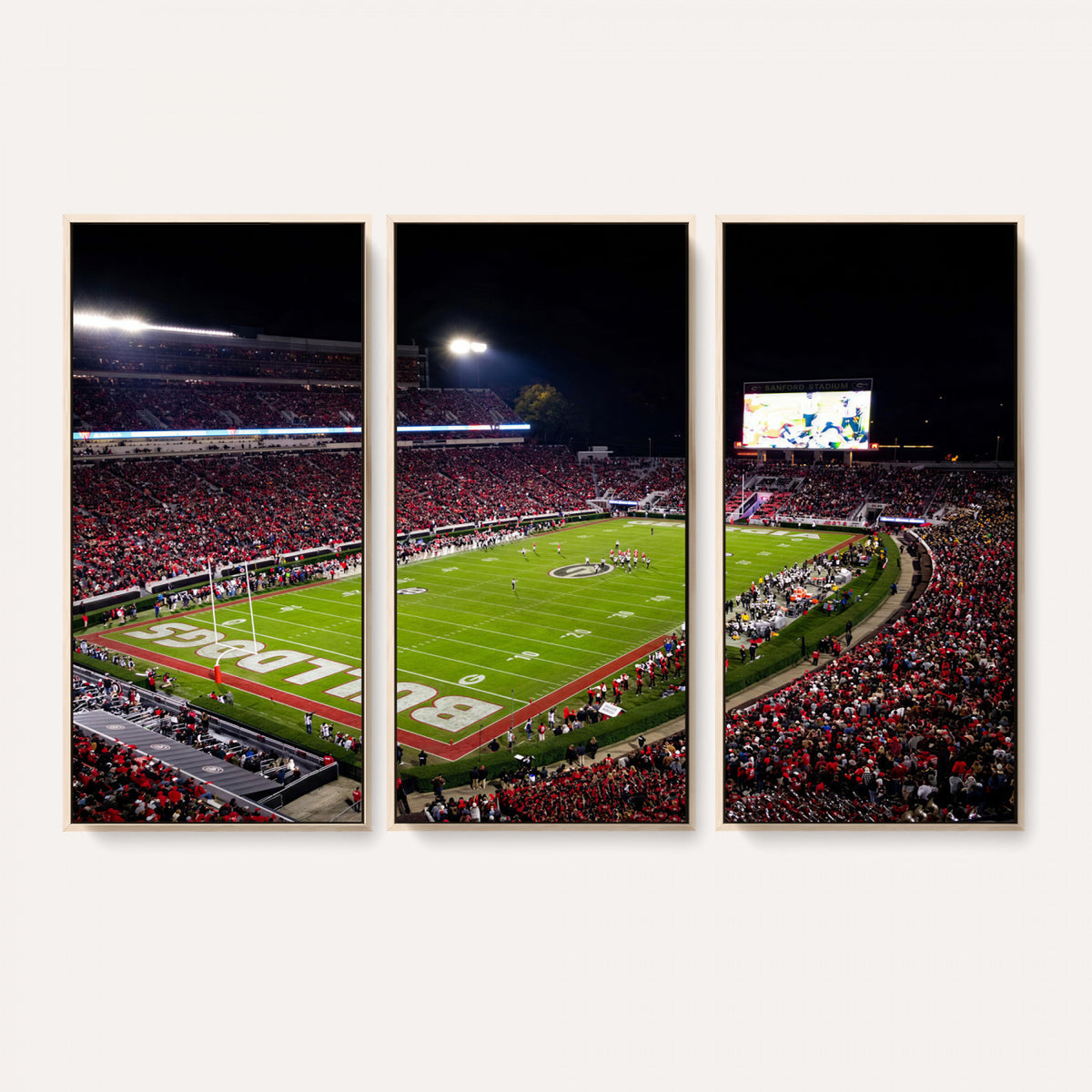 73520603-_Poster-30x20 - Georgia Bulldogs Sanford Stadium Canvas Print 3 Piece Framed Wall Art Extra Large Floating Frame Nature Poster Made in USA