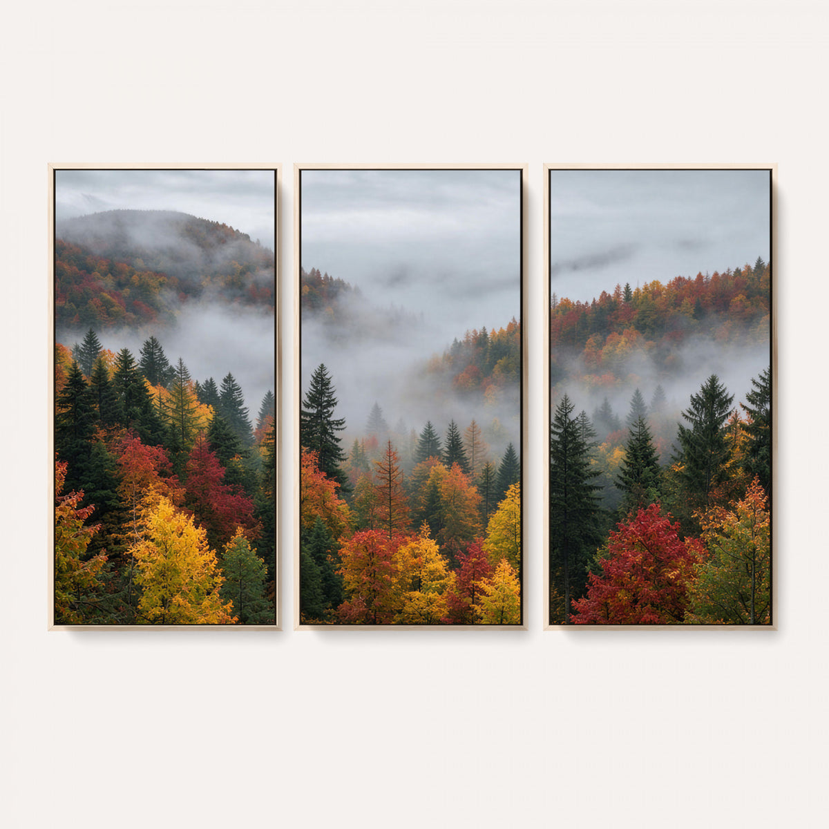 47877083-_Poster-30x20 - Fall Forest Misty Mountain Canvas Print Smoky Mountain Landscape Wall Art Autumn Trees Nature Poster Printing